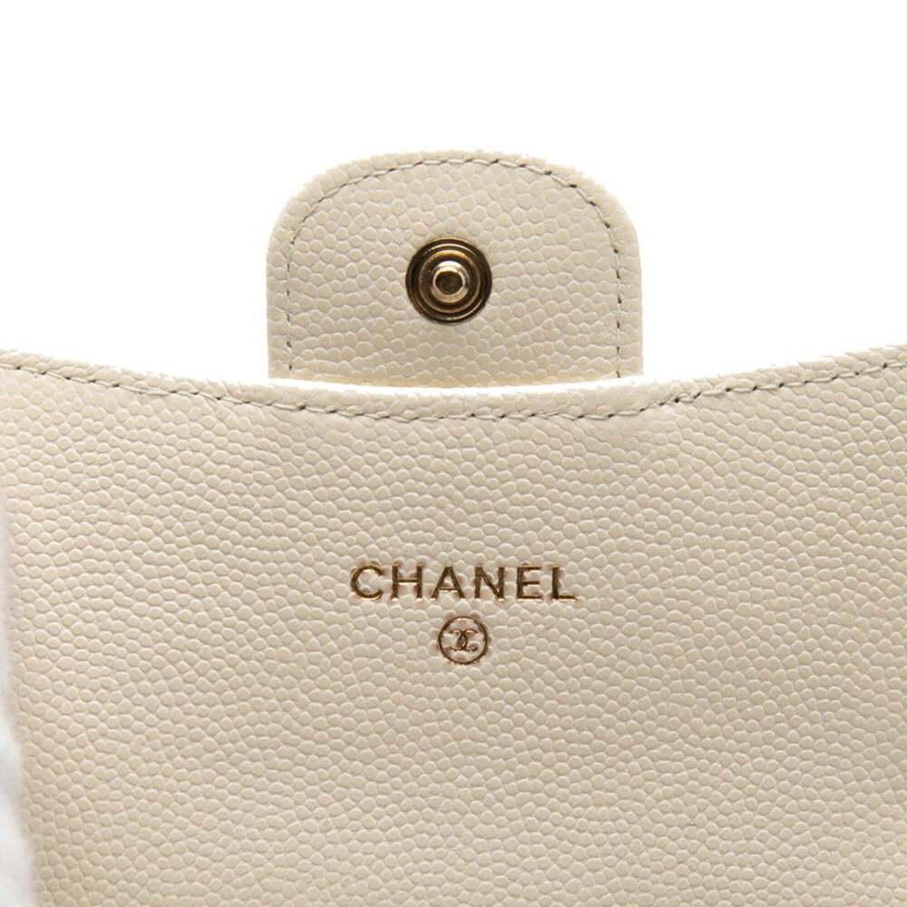 CHANEL White Caviar Leather Logo Wallet - Picture 5 of 7